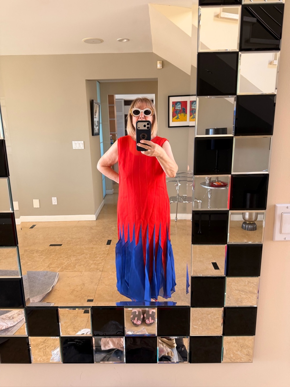 Akris Red to Blue Gradient Sleeveless Maxi Dress